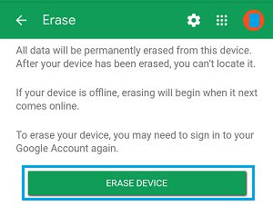 使用 Google 查找我的设备擦除 Android 设备