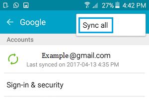 在 Android 手机上同步来自 Gmail 选项的所有联系人