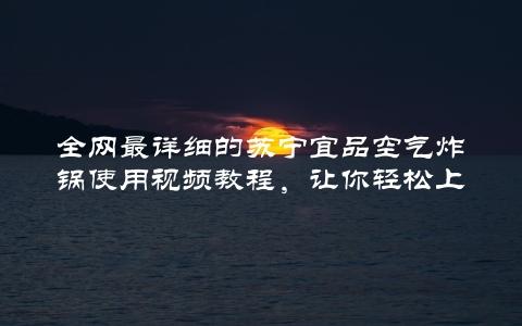 全网最详细的苏宁宜品空气炸锅使用视频教程，让你轻松上手