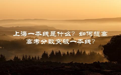 上海一本线是什么？如何提高高考分数突破一本线？