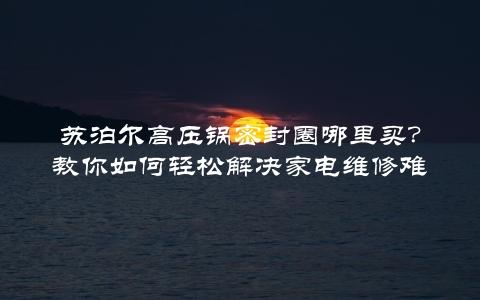 苏泊尔高压锅密封圈哪里买？教你如何轻松解决家电维修难题