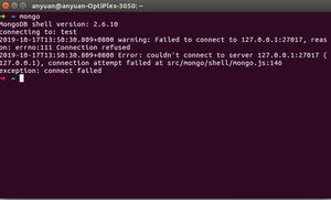 ubuntu16.04安装完mongodb之后，无法连接什么原因？报错如下图