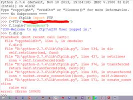 Python中FTP 上传出现10060错误，怎么解决？