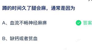 蹲的时间长了腿会麻一般是由于 蚂蚁庄园7月17日回答全新