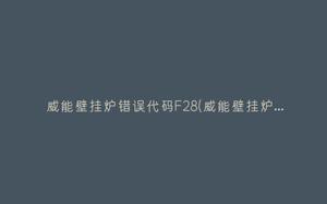 威能壁挂炉错误代码F28(威能壁挂炉显示f08代码什么意思)