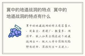 冀中的地道战洞的特点  冀中的地道战洞的特点有什么