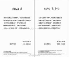 华为nova8配置参数详细（华为nova8系列参数曝光）