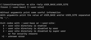 执行python -m site -help命令，并未打印出site.py文件地址，而是提示frozen [--user-base] [--user-site]，请问该如何解决呢？